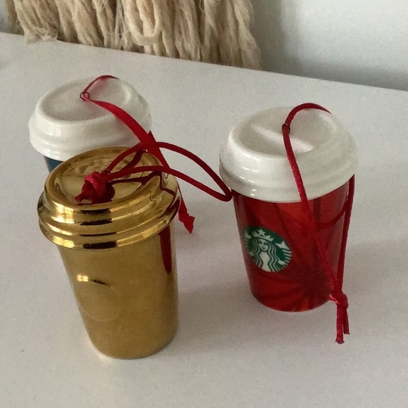 Starbucks Festive Red and Gold Ornament SET OF 3 Christmas ornaments 2012/14 - Picture 3 of 16